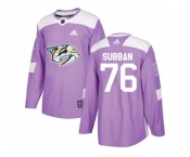 Youth Adidas Nashville Predators #76 P.K Subban Purple Authentic Fights Cancer Stitched NHL Jersey