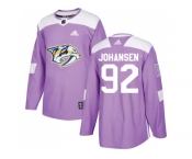Youth Adidas Nashville Predators #92 Ryan Johansen Purple Authentic Fights Cancer Stitched NHL Jersey