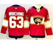 Men's Florida Panthers #63 Brad Marchand Red 2024-25 Home Stitched Hockey Jersey