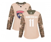 Women Adidas Florida Panthers #11 Jonathan Huberdeau Camo Authentic 2017 Veterans Day Stitched NHL Jersey