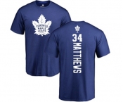 NHL Adidas Toronto Maple Leafs #34 Auston Matthews Royal Blue Backer T-Shirt