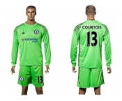 helsea #13 Courtois Green Goalkeeper Long Sleeves Soccer Club Jersey