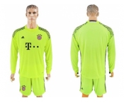 Bayern Munchen Blank Shiny Green Goalkeeper Long Sleeves Soccer Club Jerseys