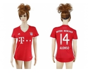 Women's Bayern Munchen #14 Alonso Home Soccer Club Jerseys