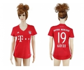 Women's Bayern Munchen #19 Gotze Home Soccer Club Jerseys
