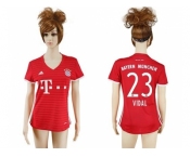 Women's Bayern Munchen #23 Vidal Home Soccer Club Jerseys