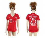 Women's Bayern Munchen #25 Muller Home Soccer Club Jerseys