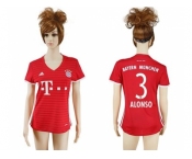 Women's Bayern Munchen #3 Alonso Home Soccer Club Jerseys