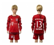 Bayern Munchen #13 Rafinha Home Long Sleeves Kid Soccer Club Jersey