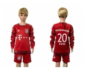 Bayern Munchen #20 Rode Home Long Sleeves Kid Soccer Club Jersey