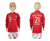 Bayern Munchen #21 Lahm Home Long Sleeves Kid Soccer Club Jersey