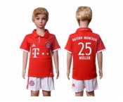 Bayern Munchen #25 Muller Home Kid Soccer Club Jerseys