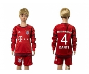 Bayern Munchen #4 Danet Home Long Sleeves Kid Soccer Club Jersey
