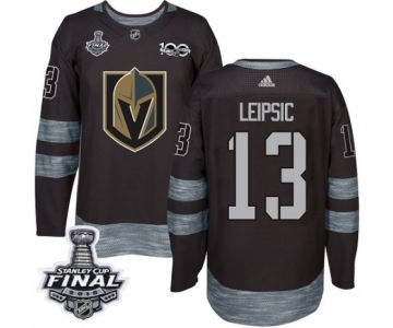 Men Adidas Vegas Golden Knights #13 Brendan Leipsic Authentic Black 1917-2017 100th Anniversary 2018 Stanley Cup Final NHL Jersey
