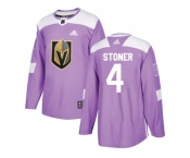 Men Adidas Vegas Golden Knights #4 Clayton Stoner Purple Authentic Fights Cancer Stitched NHL Jersey