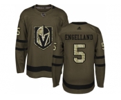 Men Adidas Vegas Golden Knights #5 Deryk Engelland Green Salute to Service Stitched NHL Jersey