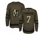 Men Adidas Vegas Golden Knights #7 Jason Garrison Authentic Green Salute to Service NHL Jersey