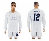 Real Madrid #12 Marcelo Marine Environmental Protection Home Long Sleeves Soccer Club Jersey