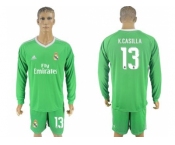 Real Madrid #13 K.Casilla Green Goalkeeper Long Sleeves Soccer Club Jersey