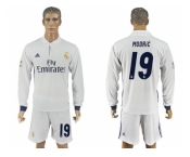 Real Madrid #19 Modric White Home Long Sleeves Soccer Club Jersey 1