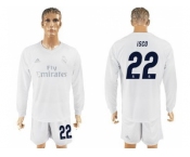 Real Madrid #22 Isco Marine Environmental Protection Home Long Sleeves Soccer Club Jersey