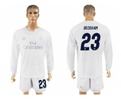 Real Madrid #23 Beckham Marine Environmental Protection Home Long Sleeves Soccer Club Jersey
