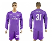 Real Madrid #31 R.Yanez Away Long Sleeves Soccer Club Jersey 1