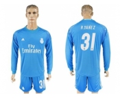 Real Madrid #31 R.Yanez Sky Blue Goalkeeper Long Sleeves Soccer Club Jersey
