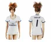 Women's Real Madrid #1 Casillas Home Soccer Club Jersey2