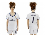 Women's Real Madrid #1 Casillas Home Soccer Club Jersey