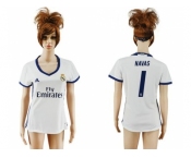 Women's Real Madrid #1 Navas Home Soccer Club Jersey3