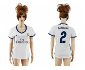 Women's Real Madrid #2 Carvajal Home Soccer Club Jersey3