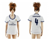 Women's Real Madrid #4 Sergio Ramos Home Soccer Club Jersey4