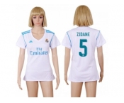 Women's Real Madrid #5 Zidane Home Soccer Club Jersey