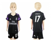 Real Madrid #17 Lucas V. Black Kid Soccer Club Jersey
