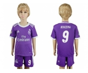 Real Madrid #9 Benzema Away Kid Soccer Club Jersey2