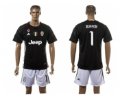 Juventus #1 Buffon Black Goalkeeper Soccer Club Jersey