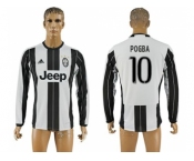 Juventus #10 Pogba Home Long Sleeves Soccer Club Jersey 1