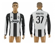 Juventus #37 Pereyra Home Long Sleeves Soccer Club Jersey 1