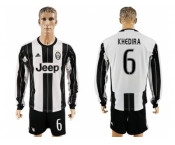 Juventus #6 Khedira Home Long Sleeves Soccer Club Jersey 1
