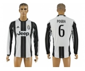 Juventus #6 Pogba Home Long Sleeves Soccer Club Jersey 1