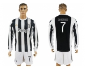 Juventus #7 Cuadrado Home Long Sleeves Soccer Club Jersey