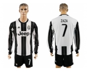 Juventus #7 Zaza Home Long Sleeves Soccer Club Jersey