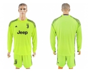 Juventus Blank Shiny Green Goalkeeper Long Sleeves Soccer Club Jersey