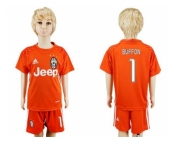 Juventus #1 Buffon Orange Goalkeeper Kid Soccer Club Jersey
