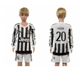 Juventus #20 Padoin Home Long Sleeves Kid Soccer Club Jersey