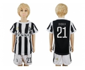 Juventus #21 Dybala Home Kid Soccer Club Jersey