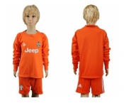 Juventus Blank Orange Long Sleeves Kid Soccer Club Jersey