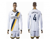Los Angeles Galaxy #4 GONZALEZ White Home Long Sleeves Soccer Club Jersey