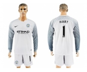 Manchester City #1 Hart White Goalkeeper Long Sleeves Soccer Club Jersey